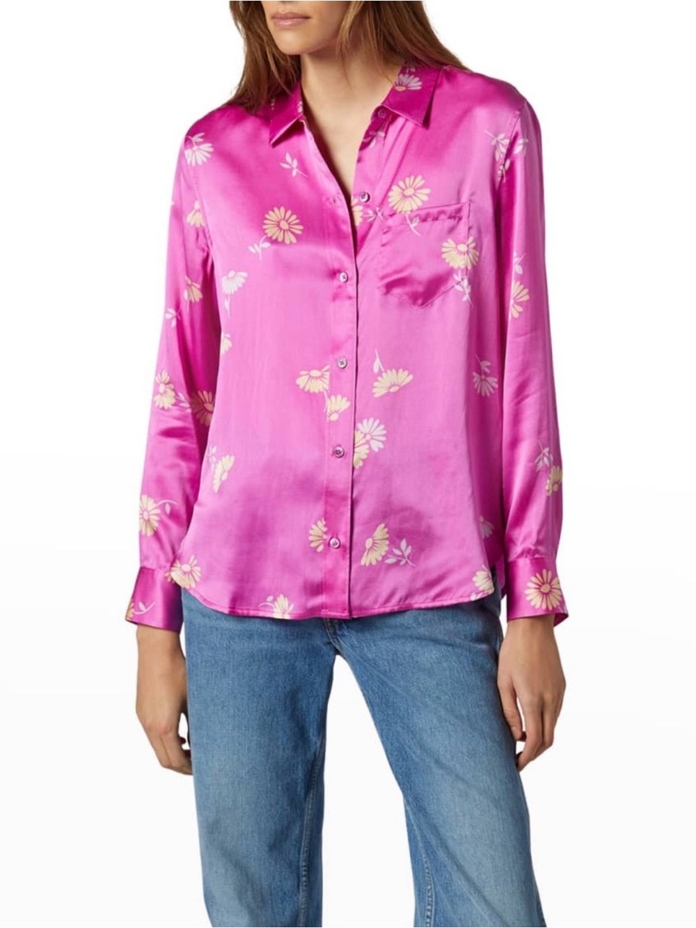 NEW Equipment Pink 100% Silk Leema Floral Button Down Silk Blouse - Picture 2 of 13